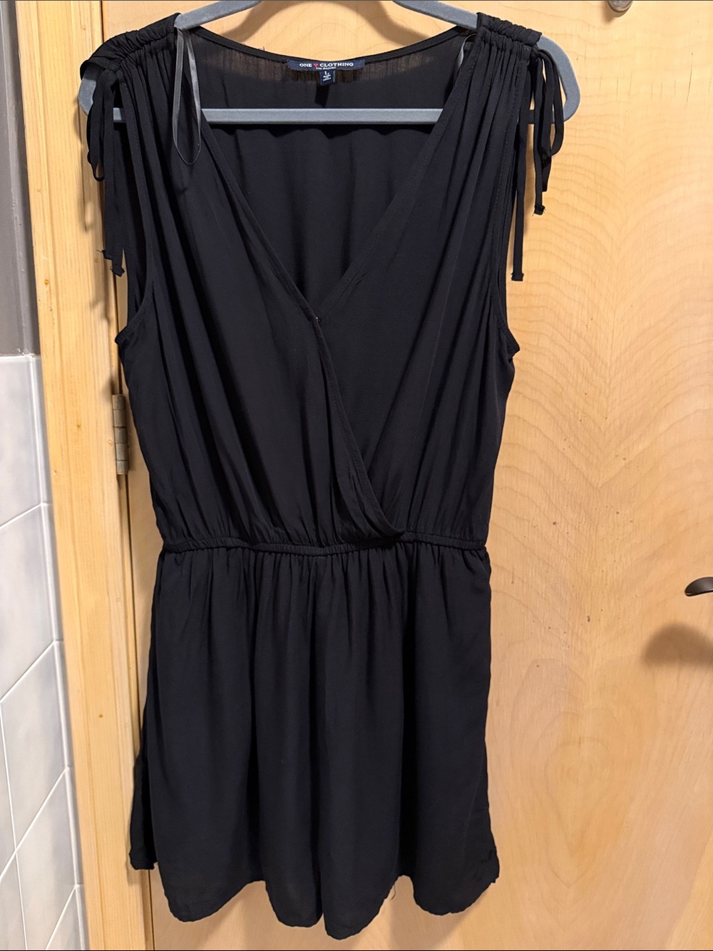 Black Tie-Shoulder V-Neck Romper